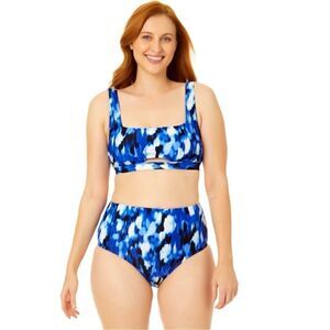 Time and tru cut out high waist blue tie dye bikini size large 12/14